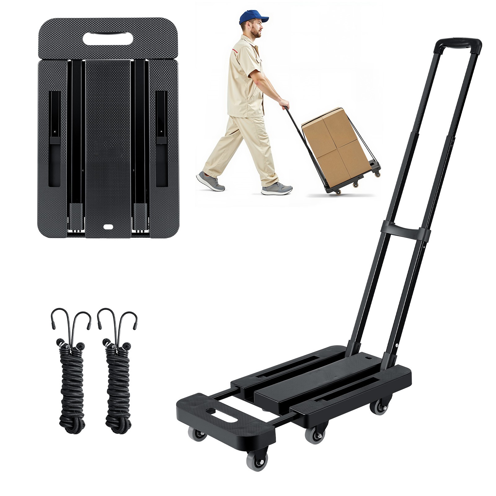 Sports Equipment Trolley - SucceBuy 500LBS Folding Hand Truck Collapsible
