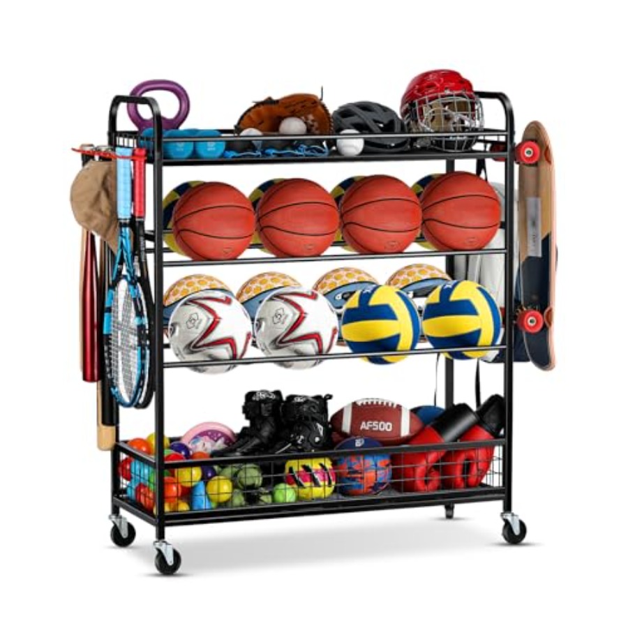 Sports Equipment Outdoor Storage - Garage Sports Equipment Organizer - Rolling
