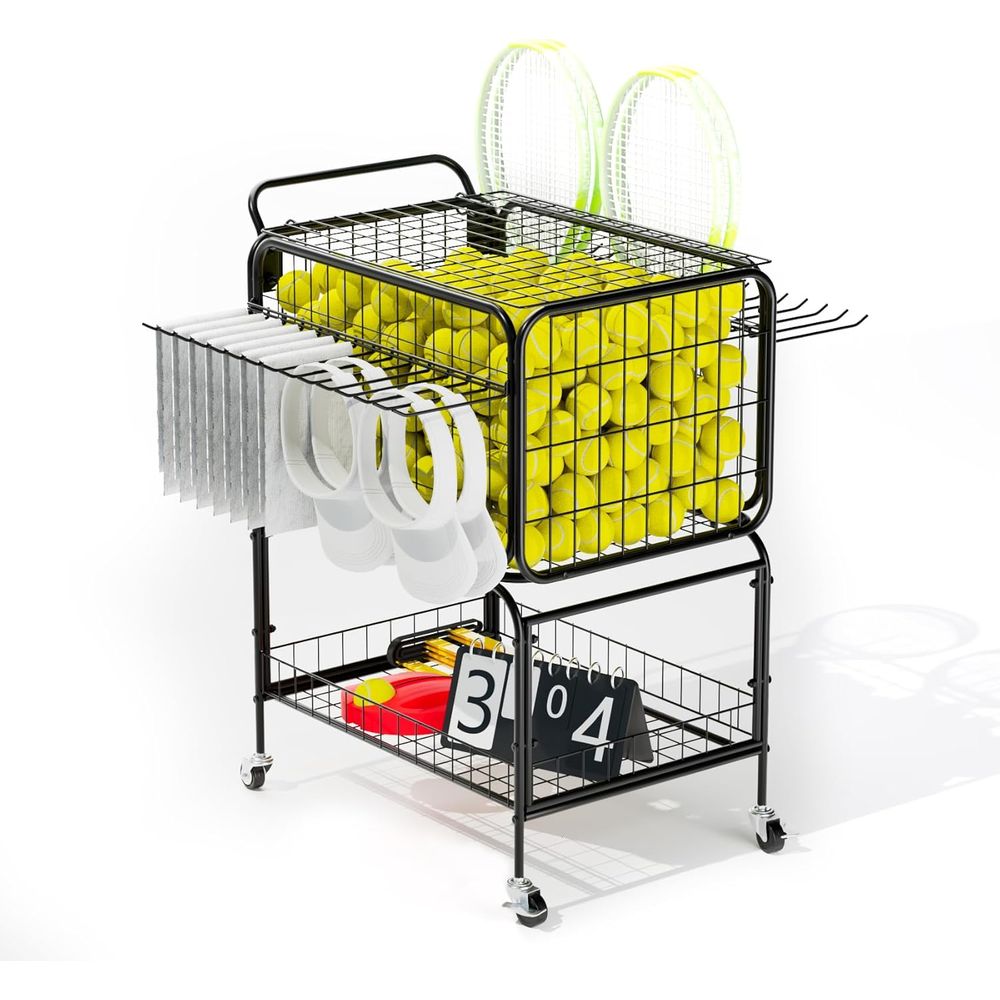 Sports Equipment Trolley - Portable Tennis Ball Cart for 350