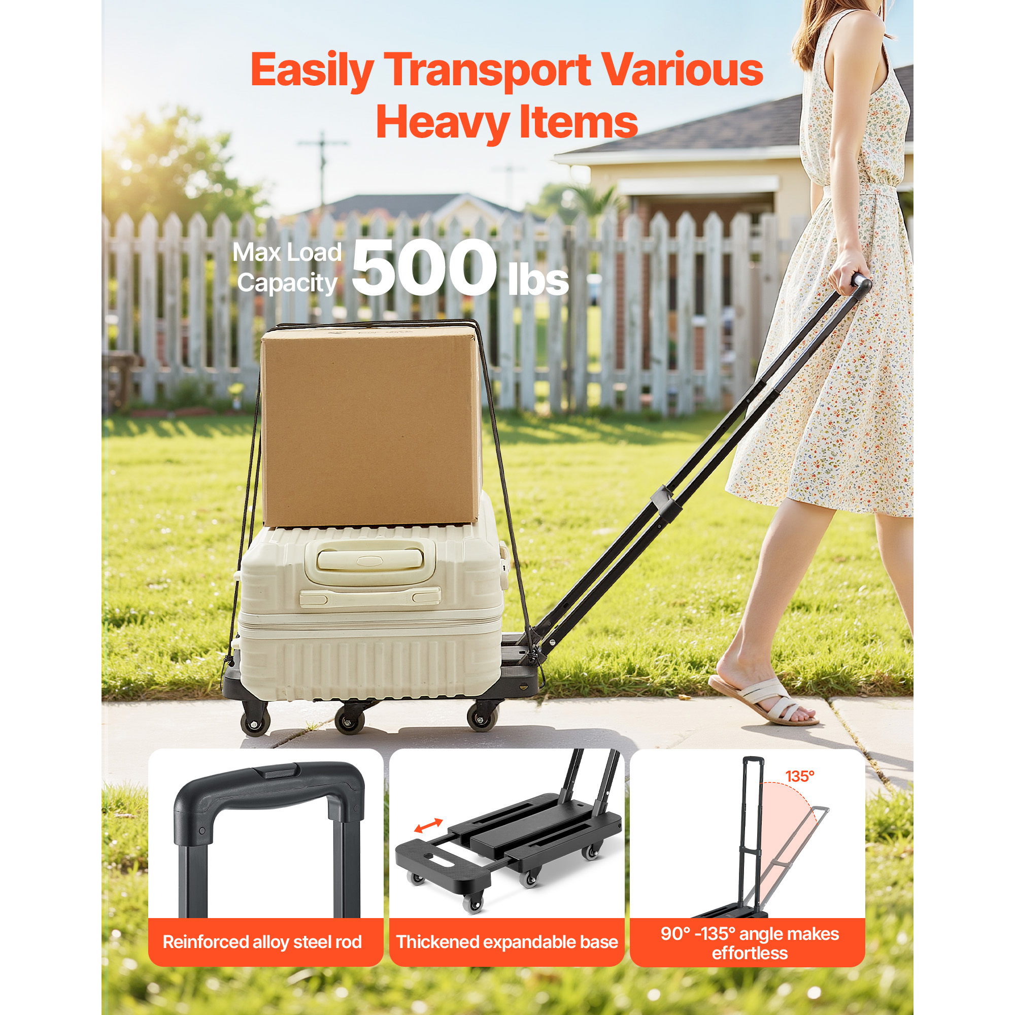 SucceBuy 500LBS Folding Hand T - Sports Equipment Trolley incelemesi ve fiyatı