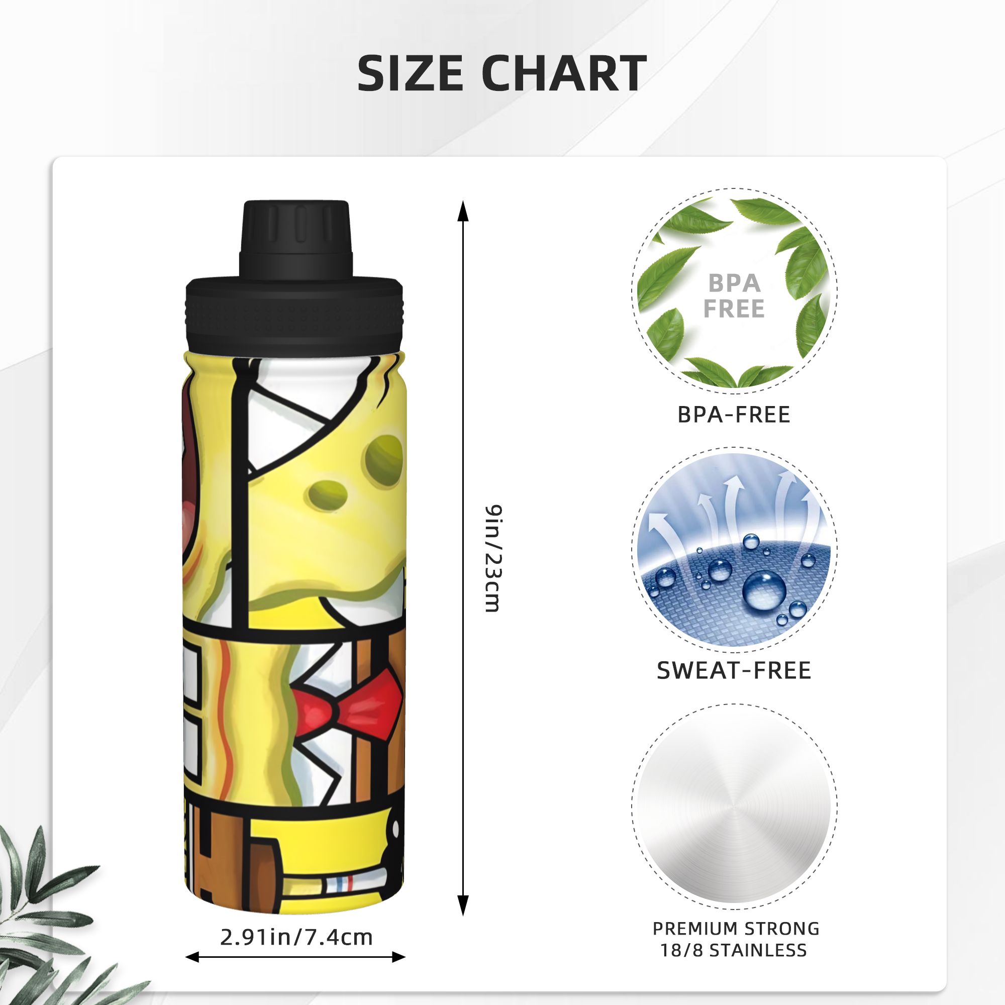 Spongebobs Cartoon 18OZ Sports - Sports Water Bottle Insulated incelemesi ve fiyatı