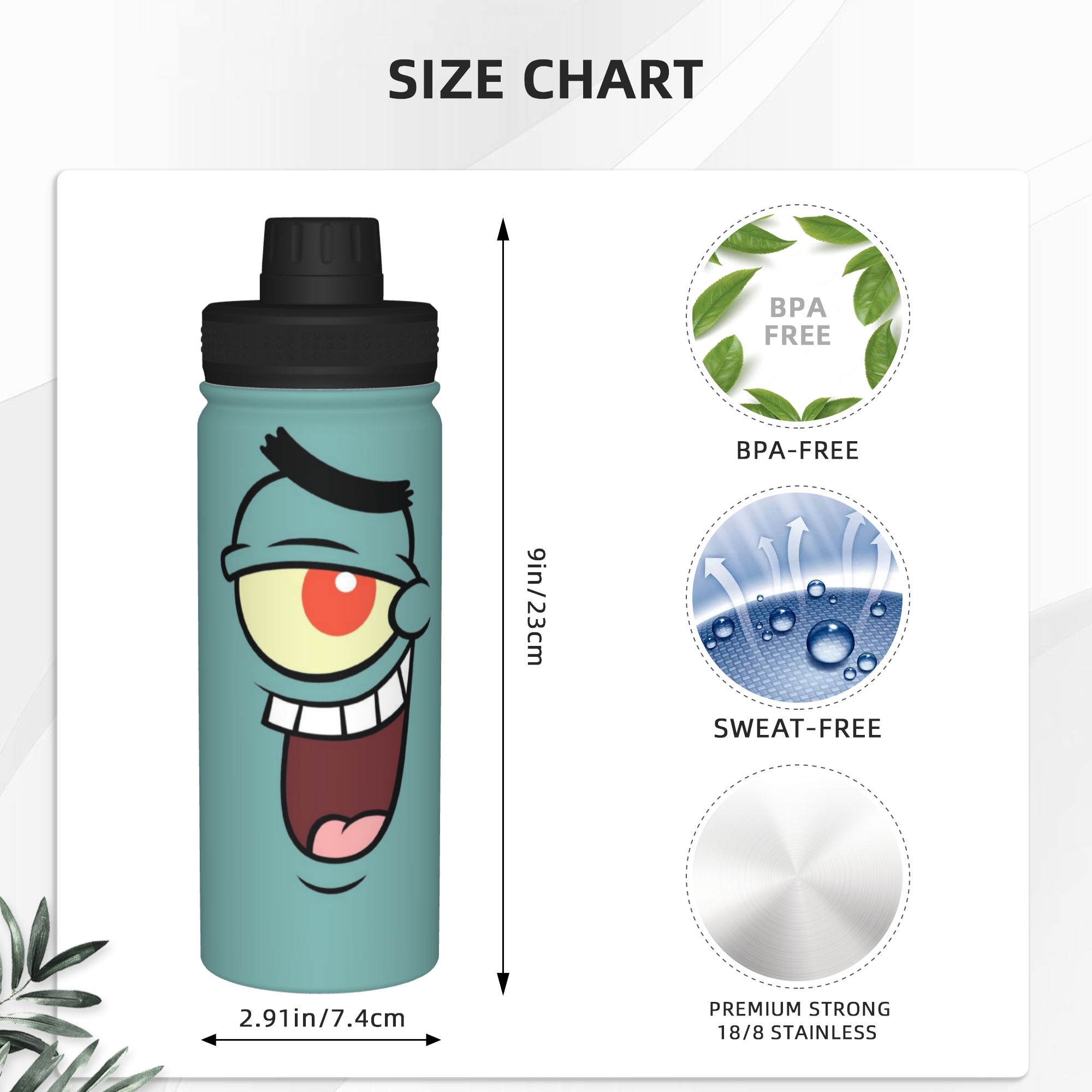 Spongebobs Cartoon 18OZ Sports - Sports Water Bottle Insulated incelemesi ve fiyatı
