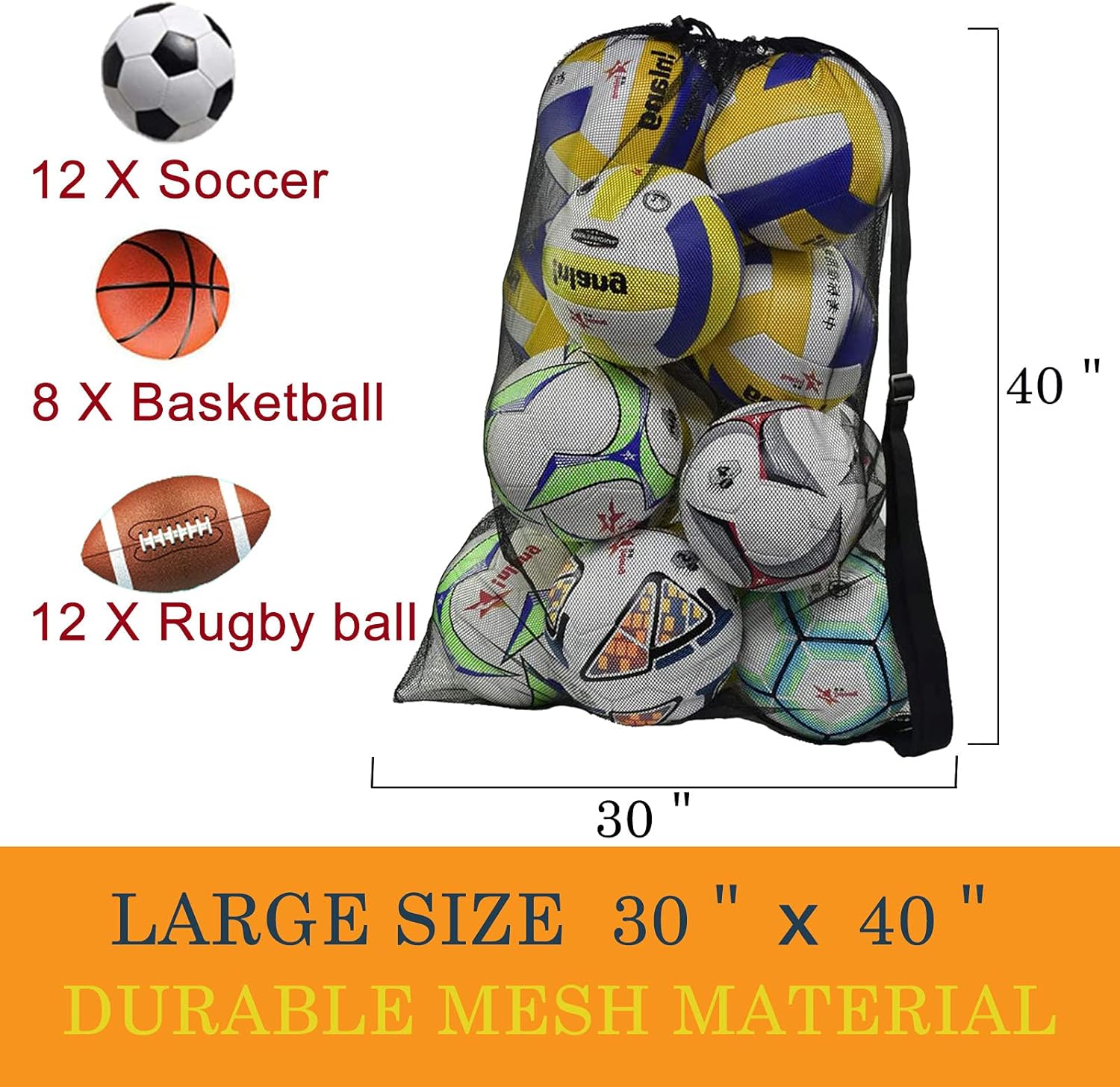 Heavy Duty Mesh Ball Bag, Draw - Sports Equipment Images incelemesi ve fiyatı