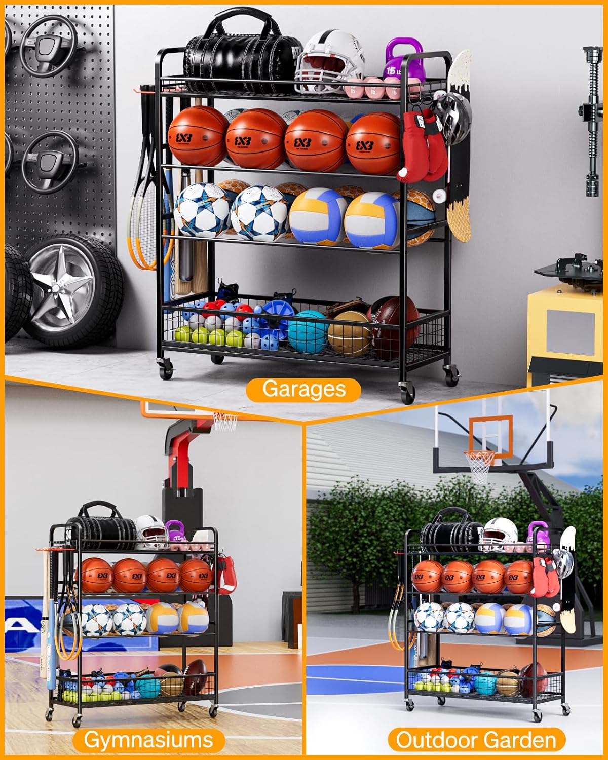Rolling Ball Storage Bin with  - Sports Equipment Images incelemesi ve fiyatı